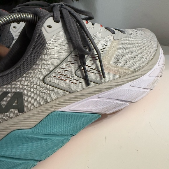 Hoka Arahi 5  Gray and Aqua Athletic Shoes - Picture 4 of 7